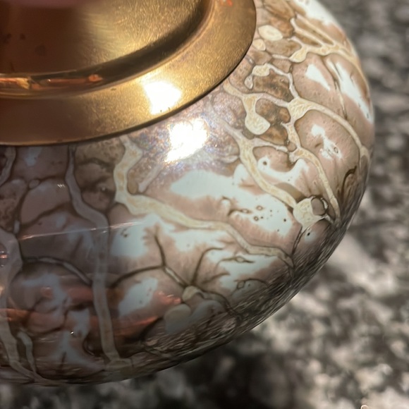 Vintage Delft Holland Hand Painted
Luster Bud Vase Brass Light Blue Grey 6” - Picture 3 of 4